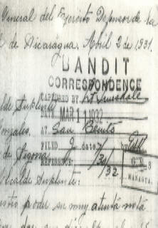Detail of letter from Sandino to Faustino Gonzalez, 2 April 1931